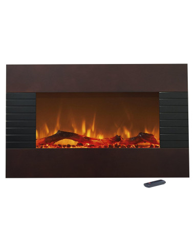 Chimenea Eléctrica Northwest 90 cm Caoba Montaje Pared