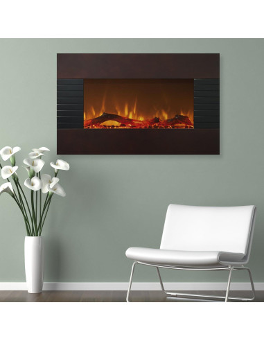 Chimenea Eléctrica Northwest 90 cm Caoba Montaje Pared