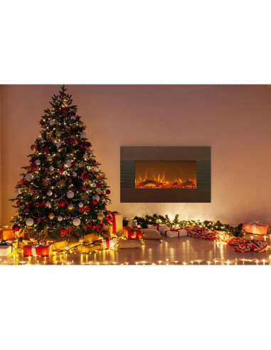 Chimenea Eléctrica Northwest 90 cm Caoba Montaje Pared