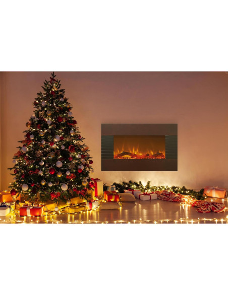 Chimenea Eléctrica Northwest 90 cm Caoba Montaje Pared