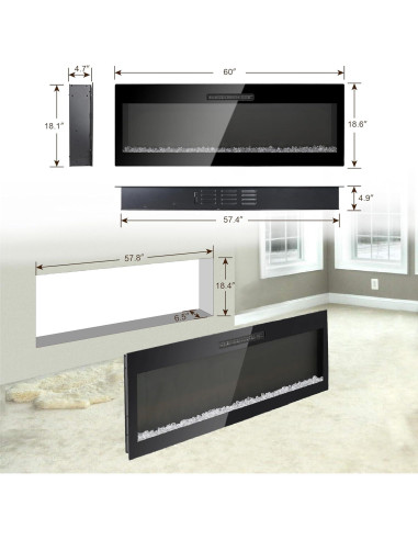 Chimenea Eléctrica Ball & Cast 60 cm Control Remoto 16 Colores