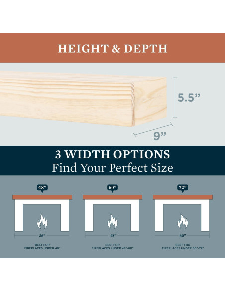 Estante de Chimenea Flotante MANTELSDIRECT 182.88 cm Rústico