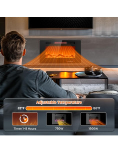 Chimenea Eléctrica Joy Pebble 30" Empotrada 750/1500W 2