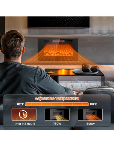 Chimenea Eléctrica Joy Pebble 30" Empotrada 750/1500W