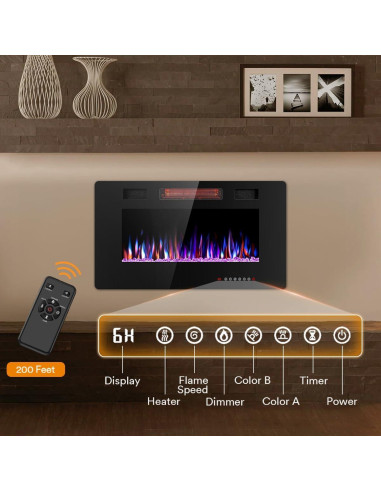 Chimenea Eléctrica Joy Pebble 30" Empotrada 750/1500W