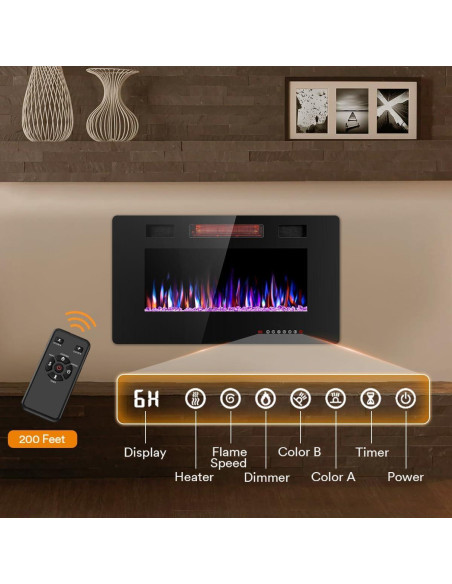 Chimenea Eléctrica Joy Pebble 30" Empotrada 750/1500W