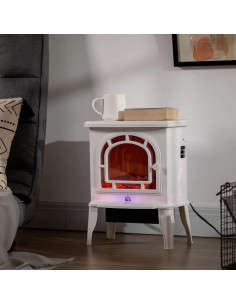 Estufa de Chimenea Eléctrica HOMCOM 750W/1500W Blanca 2