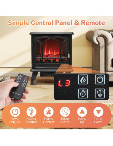 Calefactor de Chimenea Eléctrica ORALNER 1400W 23" Negro