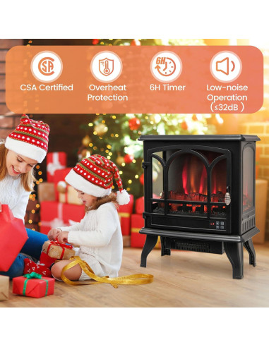 Calefactor de Chimenea Eléctrica ORALNER 1400W 23" Negro