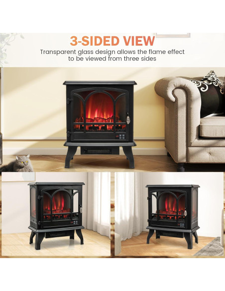 Calefactor de Chimenea Eléctrica ORALNER 1400W 23" Negro