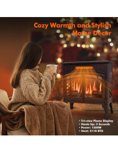 Calentador de chimenea eléctrica RealSmart Flow 7 Pro 750W/1500W 2