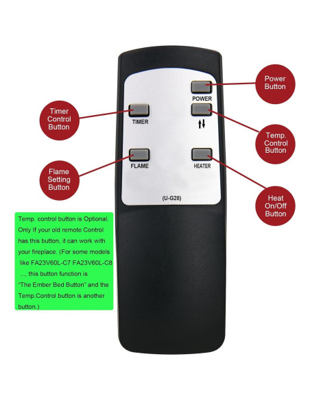 Control Remoto Reemplazo Altra Flame FA23V60L Chimenea