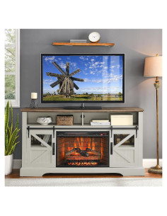 Centro de Entretenimiento con Chimenea Eléctrica 152 cm Genérico Blanco