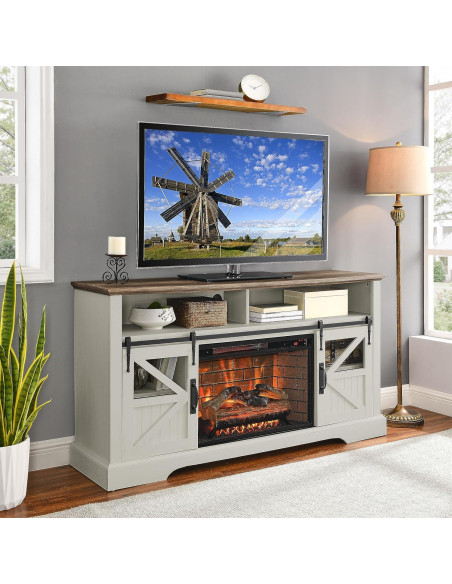 Centro de Entretenimiento con Chimenea Eléctrica 152 cm Genérico Blanco