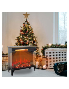 Chimenea eléctrica MTSVMP de vidrio 3 lados 1500W con control remoto