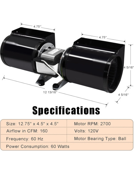 Kit Ventilador Chimenea Criditpid GFK-160A 160 CFM