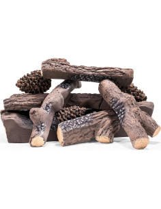 Conjunto de troncos de cerámica Barton 9 piezas estilo pino 2