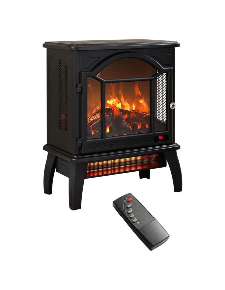 Estufa Eléctrica GOAWGO 1500W con Control Remoto 3D Negra Estufa Eléctrica GOAWGO 1500W con Control Remoto 3D Negra