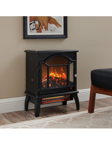 Estufa Eléctrica GOAWGO 1500W con Control Remoto 3D Negra