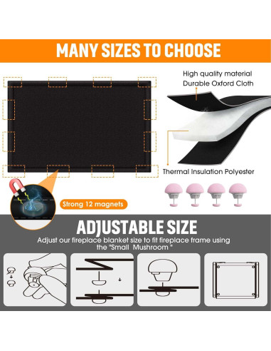 Cubierta Magnética CADARA 90x90 cm para Chimenea Ajustable