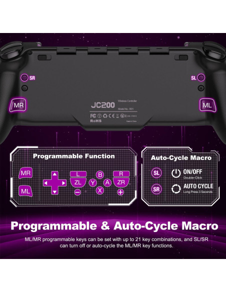 Controlador de Interruptor Gammeefy JC202 - Negro