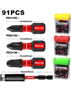 Juego de Puntas de Destornillador Phillips GEINXURN 91 Piezas 2