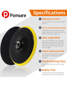 Pad de Respaldo Pomsare 5" con 50 Discos de Lijado 80-600 2