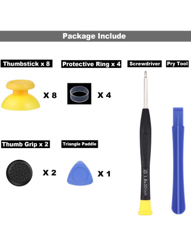 Paquete de 8 Joysticks Amarillos Ikpek para PS5 - Reemplazo