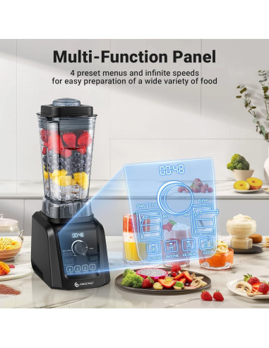 Licuadora AMZCHEF 1800W 68 oz con Velocidad Variable y 5 Funciones