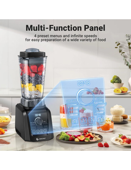 Licuadora AMZCHEF 1800W 68 oz con Velocidad Variable y 5 Funciones