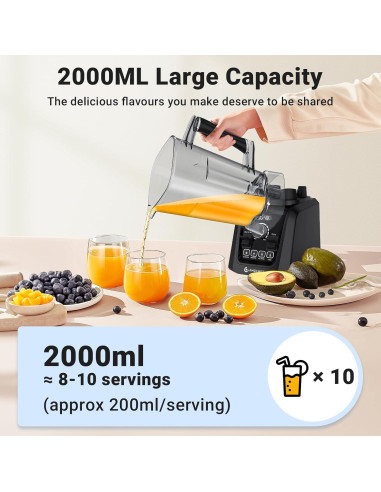 Licuadora AMZCHEF 1800W 68 oz con Velocidad Variable y 5 Funciones