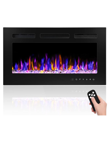 Chimenea Eléctrica Montada en Pared BETELNUT 76.2 cm 750/1500W