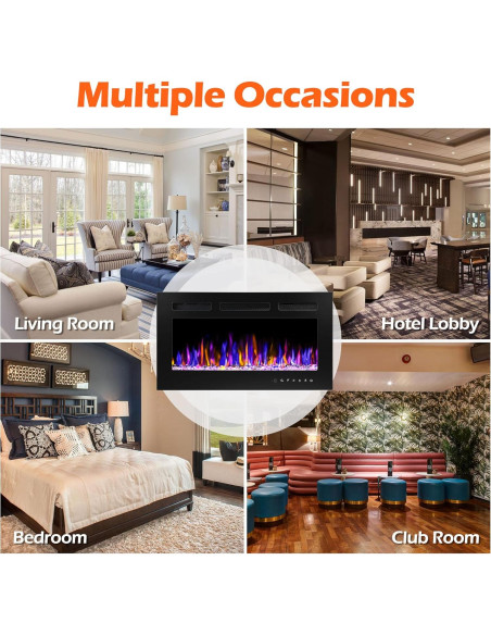 Chimenea Eléctrica Montada en Pared BETELNUT 76.2 cm 750/1500W