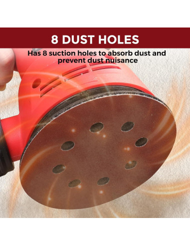 Almohadilla de Lijado 5" POTUINOM 8 Agujeros Gancho y Bucle