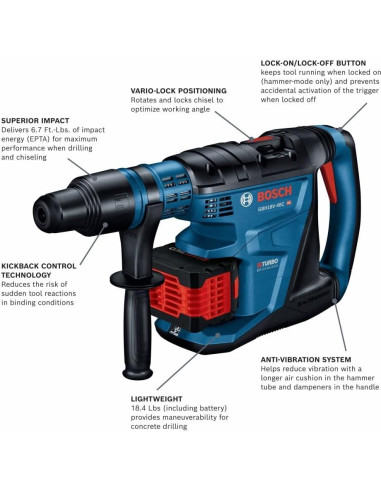 Martillo Rotativo Bosch GBH18V-40CK27 18V SDS-max 1-5/8"