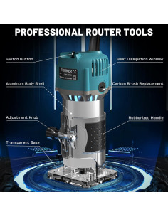 Router Compacto TwoWin 800W 110V con 15 Brocas de Carburo 2