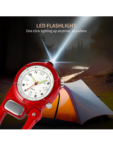Reloj de Clip Findtime con Linterna y Segundero Rojo