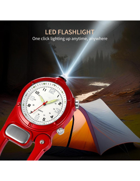 Reloj de Clip Findtime con Linterna y Segundero Rojo Reloj de Clip Findtime con Linterna y Segundero Rojo