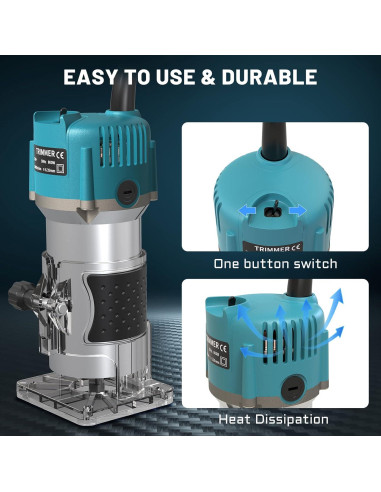 Router Compacto TwoWin 800W 110V con 15 Brocas de Carburo