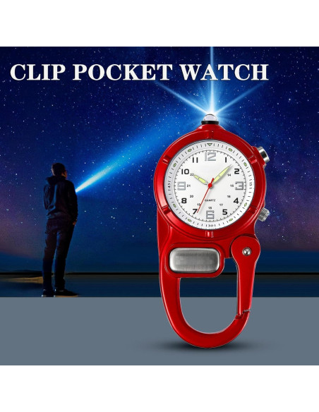 Reloj de Clip Findtime con Linterna y Segundero Rojo Reloj de Clip Findtime con Linterna y Segundero Rojo