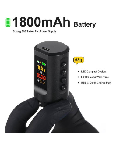 Kit de Tatuaje Completo con Pantalla LED y 40 Agujas - Negro