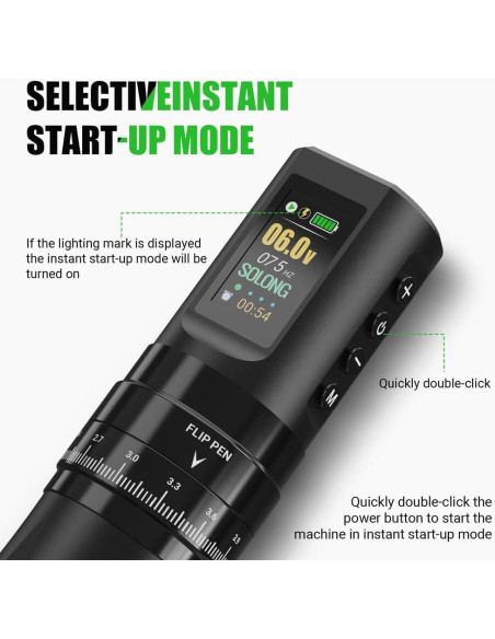 Kit de Tatuaje Completo con Pantalla LED y 40 Agujas - Negro