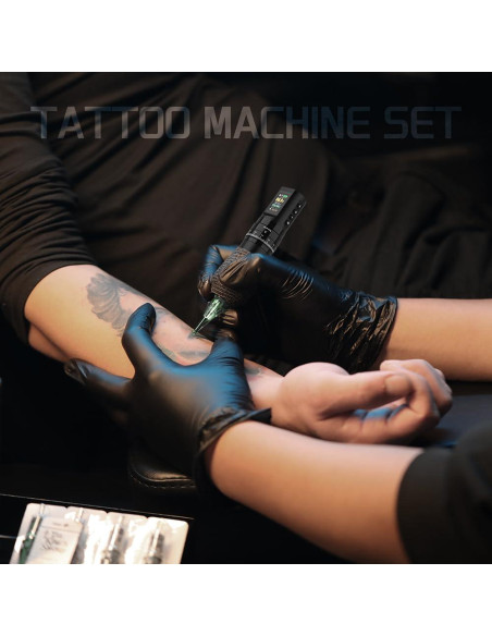 Kit de Tatuaje Completo con Pantalla LED y 40 Agujas - Negro