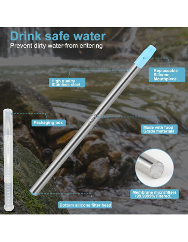 Filtro de Agua GLEFLE Reutilizable de Acero Inoxidable 26.4 cm