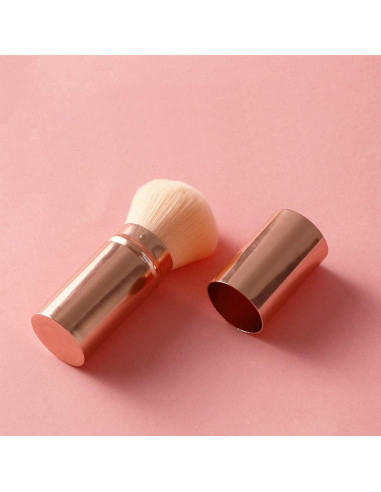 Brocha Kabuki Retráctil RN BEAUTY Oro Rosa - Cosmética Profesional