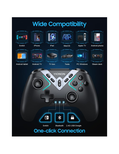 Controlador Inalámbrico Bluetooth YIONON con Efecto Hall y Joysticks