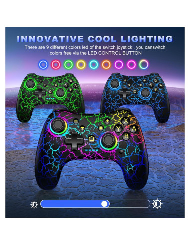 Controlador Pro Inalámbrico Gammeefy para Nintendo Switch - LED 9 Colores