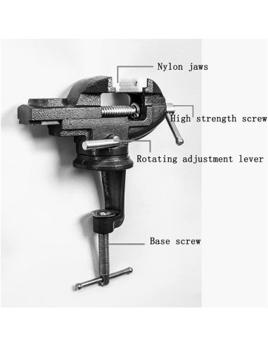 Prensa de Banco MYTEC Mini Vise 50mm Mordazas Nylon Negra