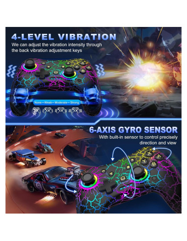 Controlador Pro Inalámbrico Gammeefy para Nintendo Switch - LED 9 Colores