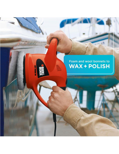 Pulidor Orbital Black+Decker WP900 6" con Bonetes de Lana y Espuma